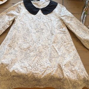 Disney White Dress with Black Peter Pan Collar - Sketch Print